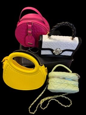Assorted Women's Mini Handbag Set - Pink, Yellow, White, Light Green